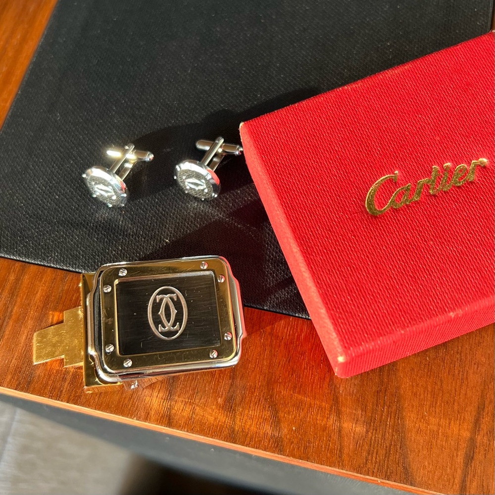 Cartier buckle for belt and cufflinks authentic vintage - Picture 2 of 11